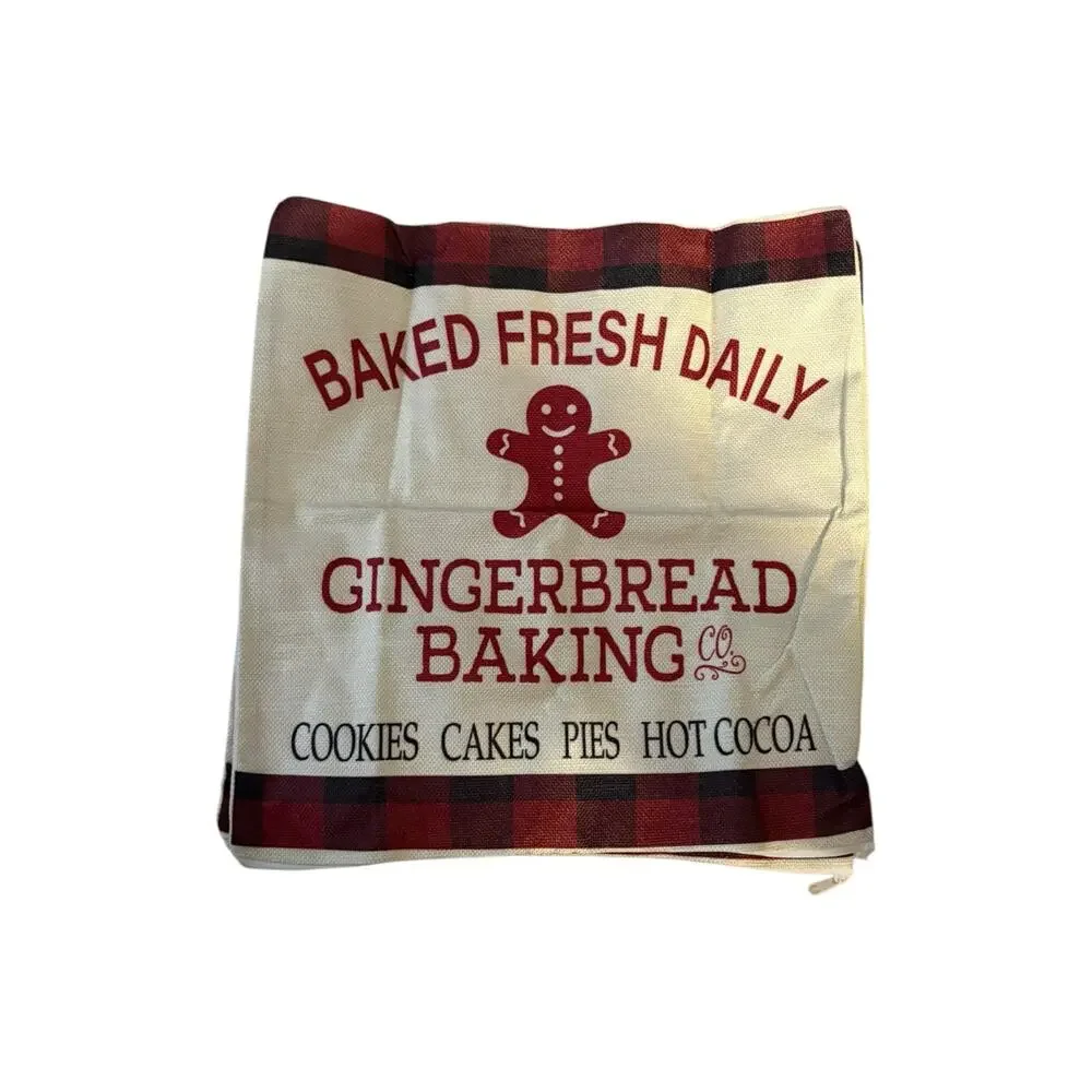 Gingerbread Baking Co. Christmas Throw Pillow Case Size 15